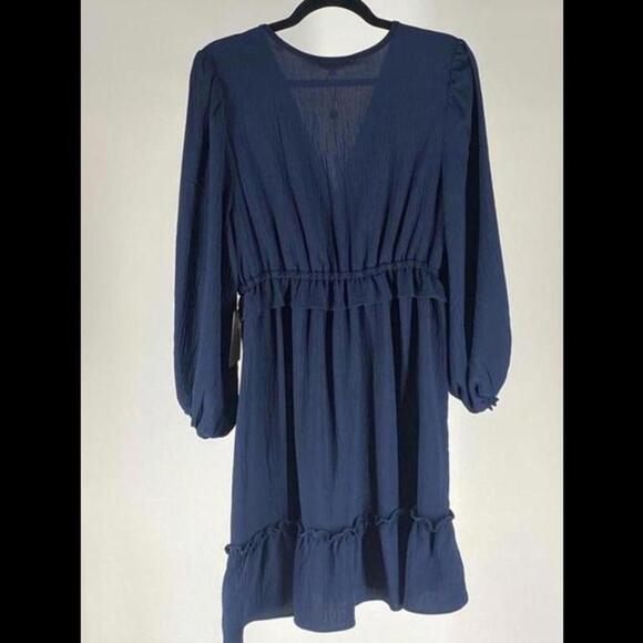 Chic Navy Blue Dress with Ruffle Hem - Picture 2 of 2